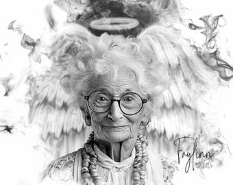 Custom Memorial Portrait with Angel Wings – Personalized Digital Painting Tribute Gift for Loved Ones