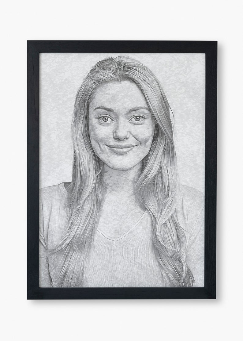 Hand Drawn Pencil Portrait Drawing From Photo Custom Portrait Etsy