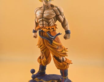 Dragon Ball Z Super Saiyan Goku Figure – Hand Painted Cel Shaded Anime Statue – 9 Inch Collectible – DBZ Fan Art Display – Custom 3D