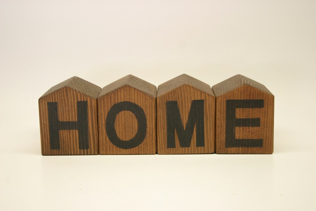 HOME BLOCKS, Set of Four, Free Shipping, Handmade Wooden Blocks, Handlettered, Home Gift