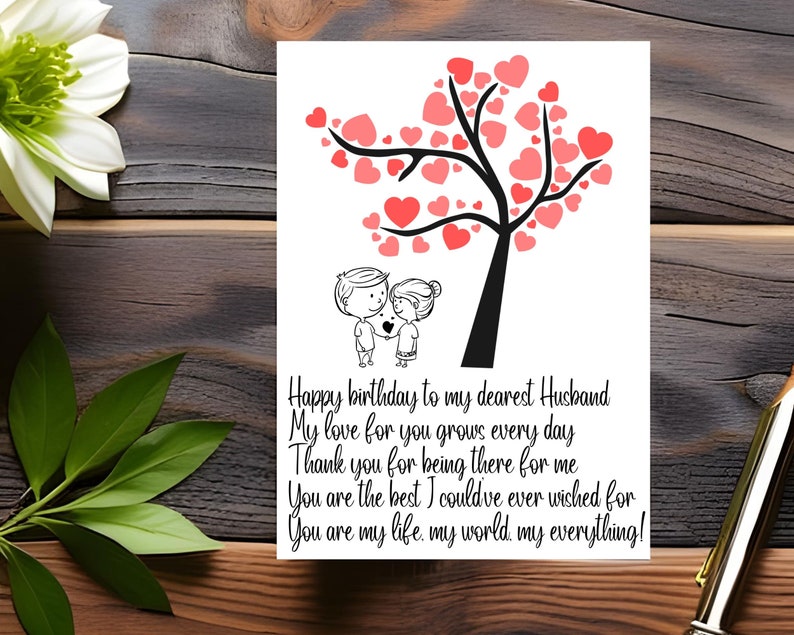 Printable Husband Birthday Card. Romantic Birthday Card for Husband ...