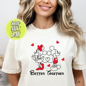 Cute Better Together Mouses Tshirt, Valentines Day Gift, Cute Couple Tee, Cute Love T Shirt, Matching Valentines Day Tee, Trip Shirt - VD016