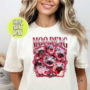 Maglietta Moo Deng Hippo Memes, maglietta divertente Baby Hippo, regalo per amanti degli animali, magliette con meme sugli animali, magliette per amanti degli ippopotami, magliette regalo Moo Deng - TC184