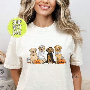 Halloween Golden Retriever-Hundeliebhaber-T-Shirt, Golden Retriever-Geist-T-Stück, Halloween-Party-Hundehemd, Goldenes Mama-Hemd, gruseliges Hunde-T-Stück -HC154