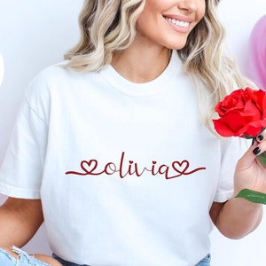 Custom Valentines Day Tshirt, Cute Valentines Day Shirts, Valentines Heart Shirt, Personalized Valentine&#39;s T Shirt, Custom Name Tees - VD033