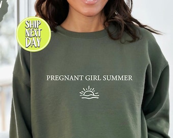 Schwangeres Mädchen Sommer Sweatshirt, Schwangerschaftansage Pullover, Baby offenbaren Hoodie, Baby-Dusche-Geschenk-Shirt, neue Mutter Shirt, Mutter zu sein -TC295