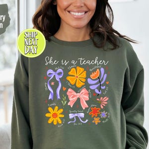 Boho Floral Teacher Life Wildflowers Sweatshirt, Flower Teacher Sweater, inspirerende leraar, retro leraar shirt, cadeau voor leraar-SC077