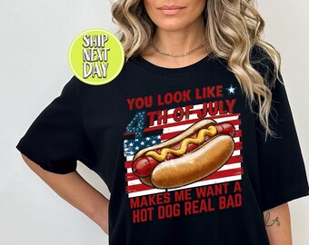Du ser ut som den 4 juli varmkorv USA-flaggan T-shirt, självständighetsdagen T-shirts, rolig 4 juli-tröja, 4 juli T-shirts, varmkorv T-shirt - JUL046