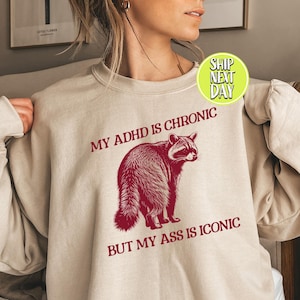 My ADHD Is Chronic Sweatshirt, But My Ass Is Iconic Shirt, Funny Mental Health Sweater, ADHD Hoodies, Funny Humor Gift, Gift For Her -FUN048