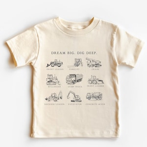 Maglietta per bambini Construction Zone, Maglietta per bambini Construction Equipment, Maglietta per bambini Vintage Tractor, Natural Work Zone, Dream Big Youth Tee-TC08