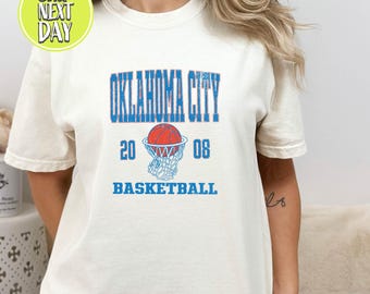 Oklahoma City Basketball Shirt - Retro OKC Basketball Tee - Vintage Basketball Graphic Tee - Basketball Fan Game Day T-Shirt -SP55