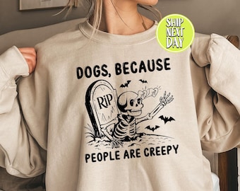 Zabawne Szkielety Psy Ponieważ Ludzie Są Straszne Bluza, Zabawny Prezent Dla Psa, Straszna Koszulka Dla Mamy Psa, Miłośnik Psów Bluza Z Kapturem, Koszulka Szkielet Pies- FUN044