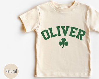 Camiseta infantil con nombre de trébol personalizado, camisetas de fiesta irlandesas personalizadas, camiseta con nombre del día de San Patricio, camiseta de bebé de San Patricio, camisetas infantiles con trébol - SPD011