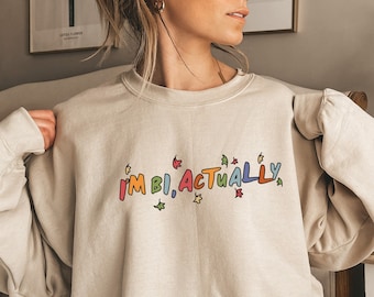 I'm Bi, Actually Vintage Sweatshirt, Heart  Shirt , LQBT Pride Shirt, Gift for Book Lovers - RM023