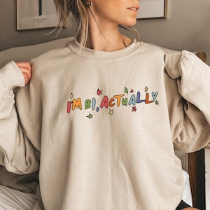 I&#39;m Bi, Actually Vintage Sweatshirt, Heart  Shirt , LQBT Pride Shirt, Gift for Book Lovers - RM023