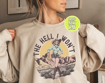 Retro Western The Hell I Wont Cowgirl Felpe, Maglione Western, Regali Rodeo Per Cowgirl, Carine Camicie Country, Felpe Con Cappuccio Wild West - TC112