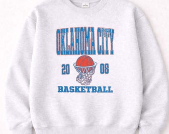 Oklahoma City Basketball Sweatshirt - Vintage OKC Basketball Crewneck - Retro Basketball Fan Sweatshirt - Game Day Pullover – SP55