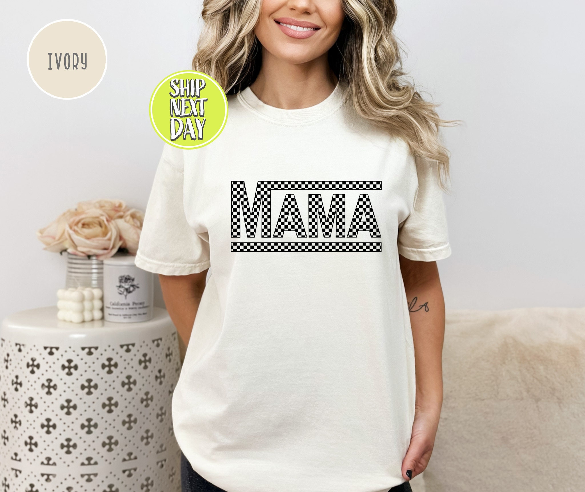 Checkered Mama Tee, Mama T-shirt, Trong Woman Shirt, Gift for