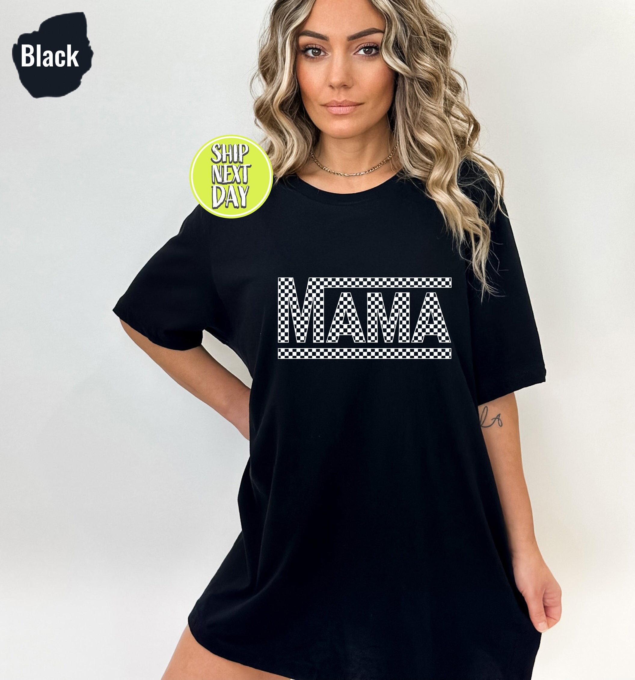 Checkered Mama Tee, Mama T-shirt, Trong Woman Shirt, Gift for