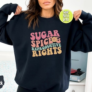 Womens Rights Gift, Feminist Holiday sweatshirt, Sugar and Spice and Reproductive Rights Hoodie,Pro Choice Tee, Liberal Christmas Top- RM029