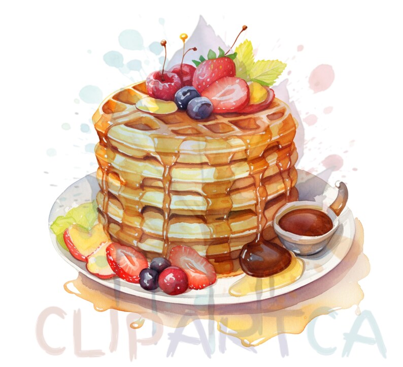 Watercolor Breakfast Clipart Instant Download for Commercial Use-For Presentations, High Quality PNG, Breakfast Clipart, Breakfast PNG, AI. image 10