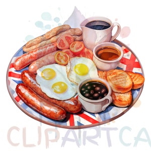 Watercolor Breakfast Clipart Instant Download for Commercial Use-For Presentations, High Quality PNG, Breakfast Clipart, Breakfast PNG, AI. image 4