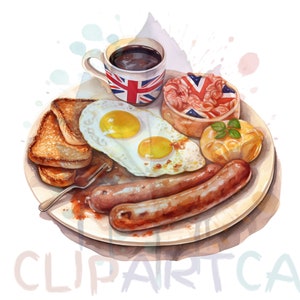 Watercolor Breakfast Clipart Instant Download for Commercial Use-For Presentations, High Quality PNG, Breakfast Clipart, Breakfast PNG, AI. image 5