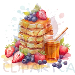 Watercolor Breakfast Clipart Instant Download for Commercial Use-For Presentations, High Quality PNG, Breakfast Clipart, Breakfast PNG, AI. image 8