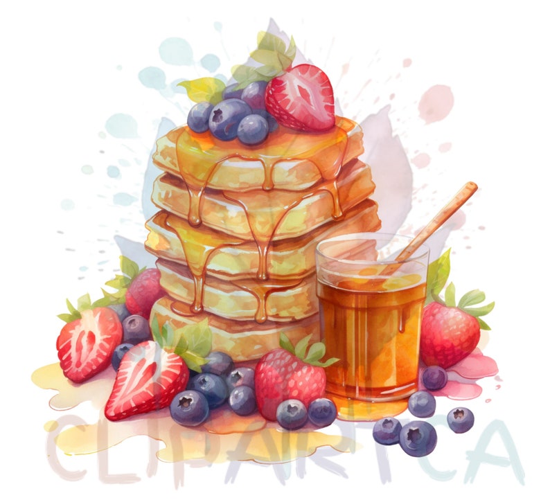 Watercolor Breakfast Clipart Instant Download for Commercial Use-For Presentations, High Quality PNG, Breakfast Clipart, Breakfast PNG, AI. image 8