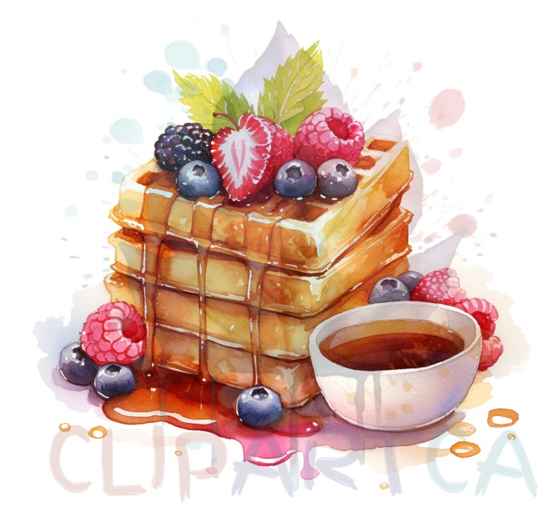 Watercolor Breakfast Clipart Instant Download for Commercial Use-For Presentations, High Quality PNG, Breakfast Clipart, Breakfast PNG, AI. image 7