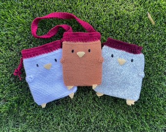 Handmade Crochet Chicken Tote Bag - Reusable Travel Bag with a Cinchable Top and Removable Strap - Farmers Market Bag- Farm Decor