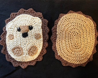 Hedgehog Themed Hot Pads - Crochet Kitchen Decor - Handmade Potholders - Well-Made Kitchen Ware - Forest Aesthetic - Small Critter
