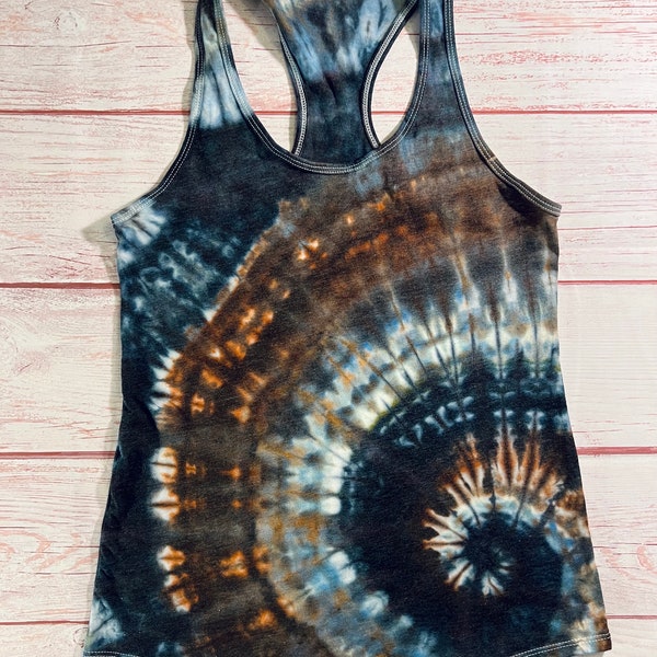 Ice Dye Racerback Tanktop size large, runs fitted with some stretch