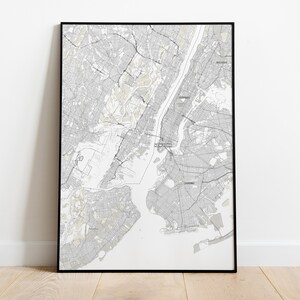 Customize and Personalize White Background City Map Printable art, Digital print - perfect gift for birthday, anniversary, valentine