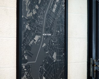 Customizable Black Background City Map Printable art, Digital print - perfect gift for birthday, anniversary, valentine
