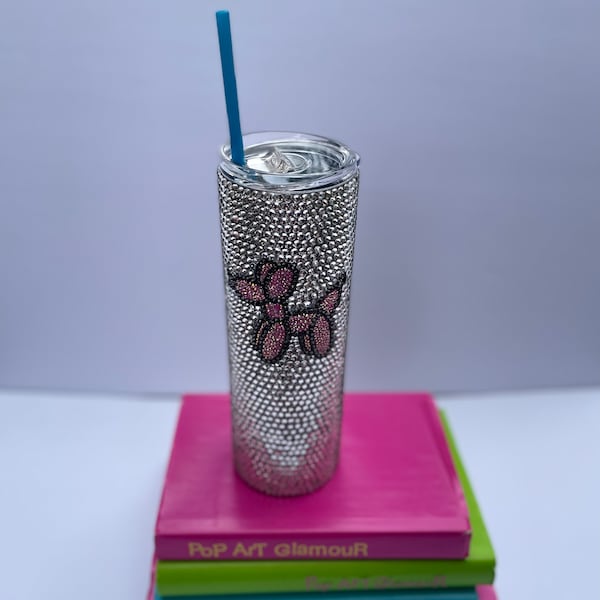 Balloon dog Bedazzled glass rhinestone 30 ounce tumbler.  Handmade