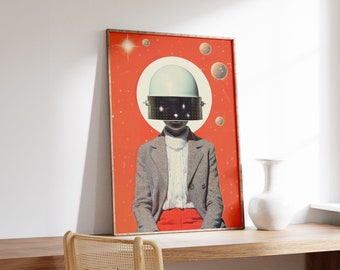 Red Space | Surreal Print | Abstract Wall Art | Ethereal Retro Poster