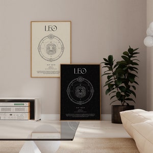 Leo Zodiac Poster - Choose Your Theme | Astrology Print, Zodiac Wall Art, Star Sign Decor, Celestial Theme