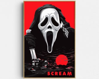 Póster de película de terror: Scream - Arte mural de cine (Impresión Giclée)