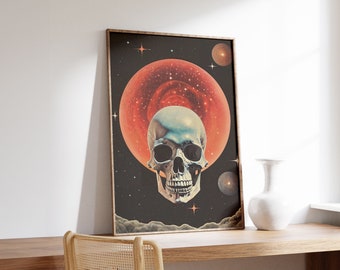 Stellar Skull | Surreal Print | Abstract Wall Art | Ethereal Retro Poster