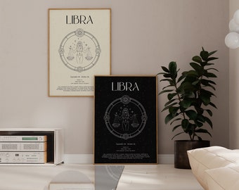 Libra Zodiac Poster - Choose Your Theme | Astrology Print