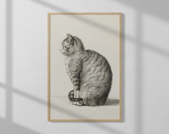 Sitting Cat by Jean Bernard (1815) | High Quality Print | Vintage Wall Art