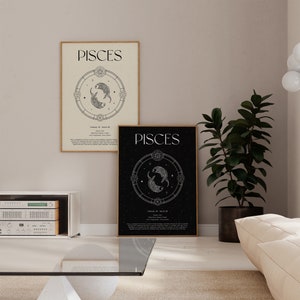 Pisces Zodiac Poster - Choose Your Theme | Astrology Print, Zodiac Wall Art, Star Sign Decor, Celestial Theme