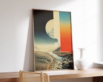 Split Spaces | Surreal Print | Abstract Wall Art | Ethereal Retro Poster