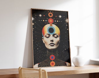 Orbital Balance | Surreal Print | Abstract Wall Art | Ethereal Retro Poster