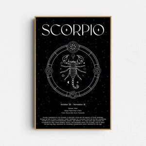 Astrology Print: Scorpio Birth Chart - Celestial Wall Art (Giclée Print) image 1