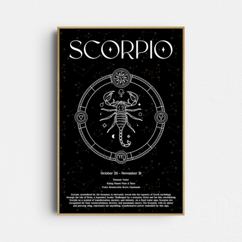 Astrology Print: Scorpio Birth Chart - Celestial Wall Art (Giclée Print) image 1