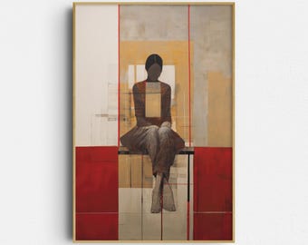 Abstraktes Print: Sitzende Frau - Gallery Wall Art (Giclée Druck)