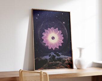 Space Petals | Surreal Print | Abstract Wall Art | Ethereal Retro Poster