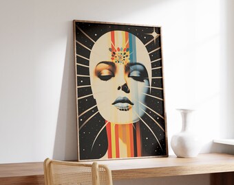 Retro Visage | Surreal Print | Abstract Wall Art | Ethereal Retro Poster